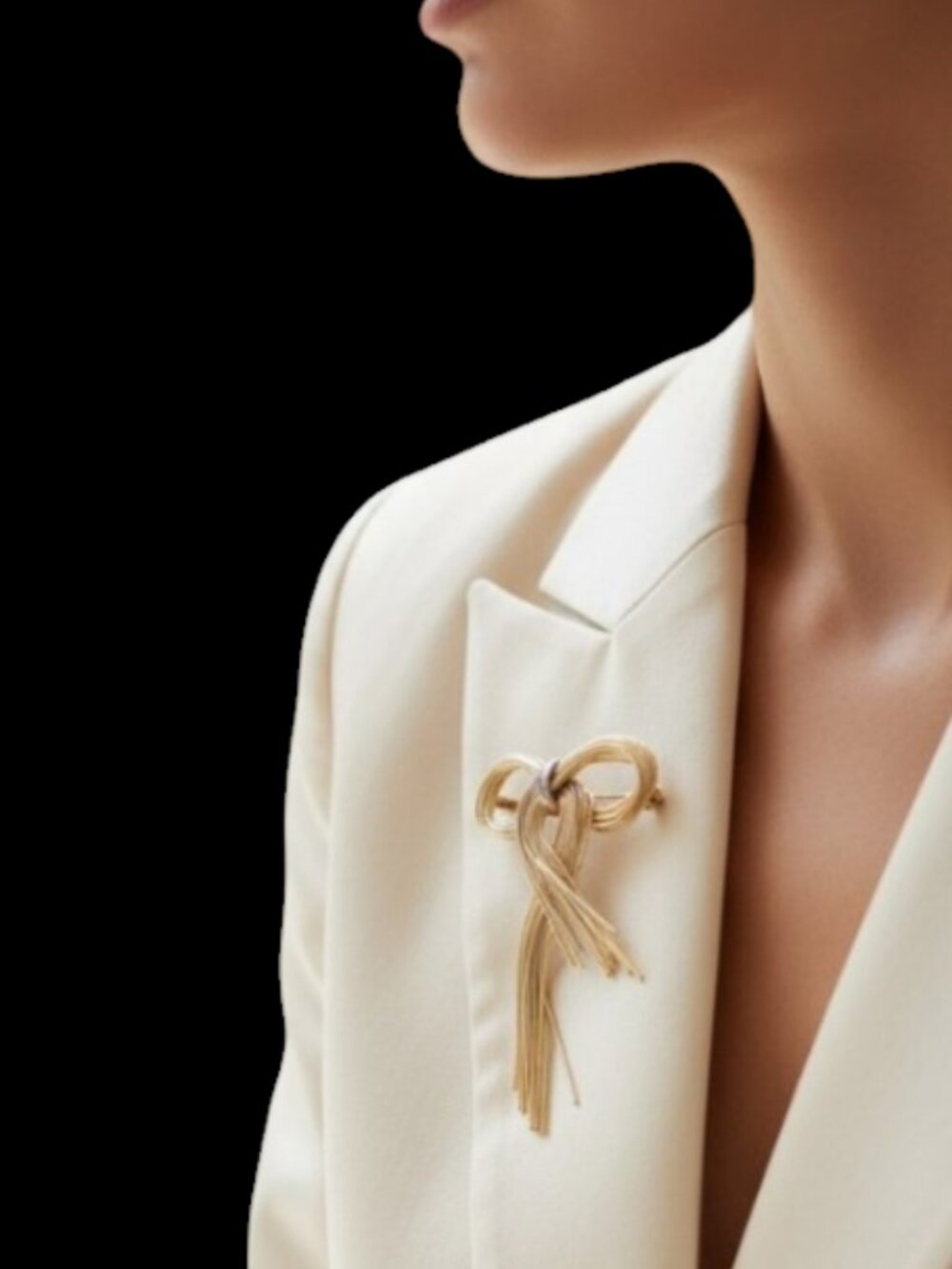 VINTAGE PIN -- Bow Shaped Brooch or Pin, Fashioned from Strands of Metal